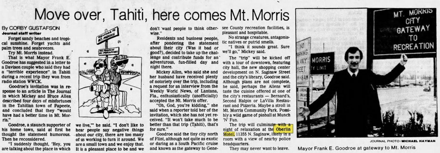 Oberlin Motel - Jan 25 1983 Article